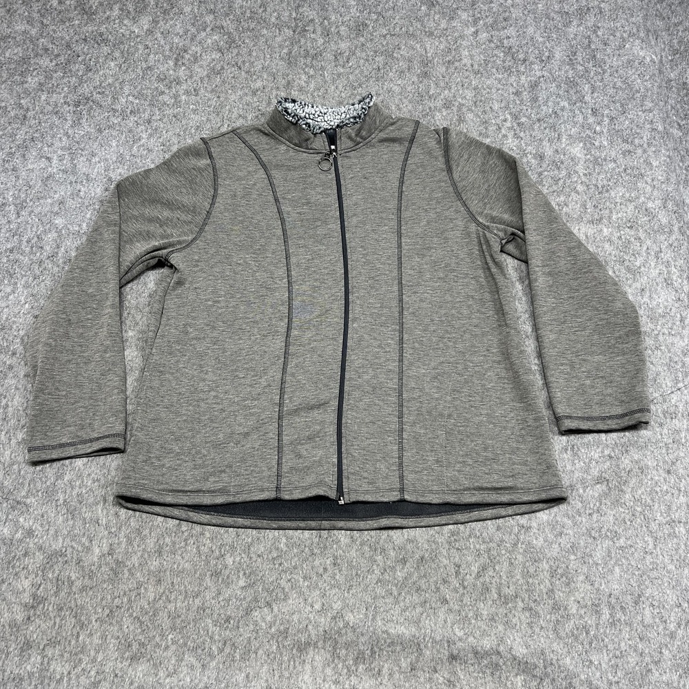Cuddl Duds Jacket Girls 14-16 Gray Fleece Lined Full Zip‎ Sherpa Collar Casual